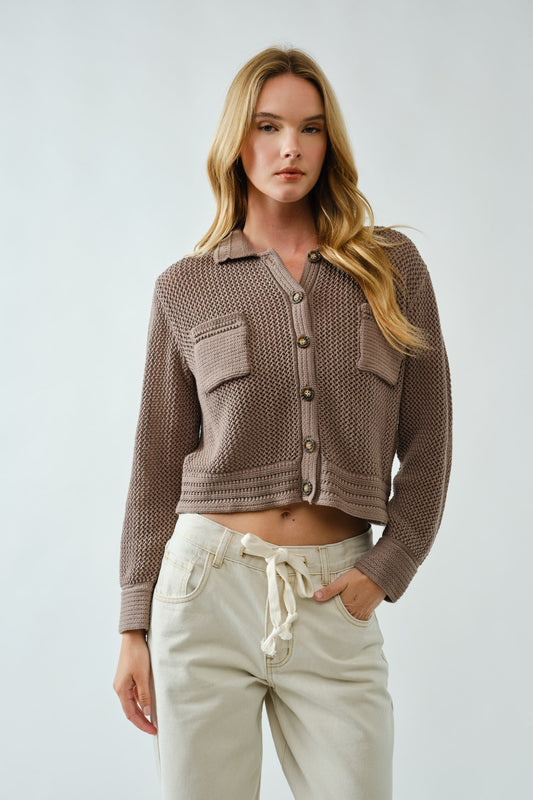 Candi Crocheted Sweater Cardigan