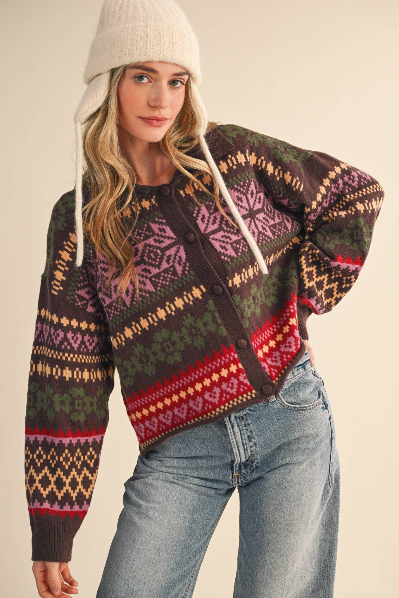 Elaine Fair Isle Sweater Cardigan