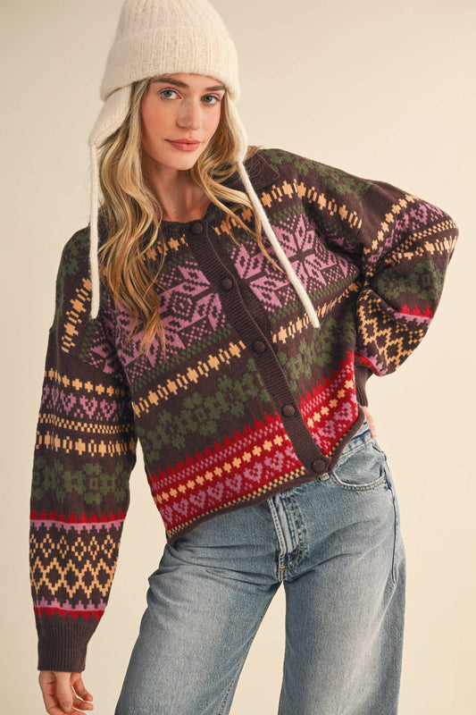 Elaine Fair Isle Sweater Cardigan