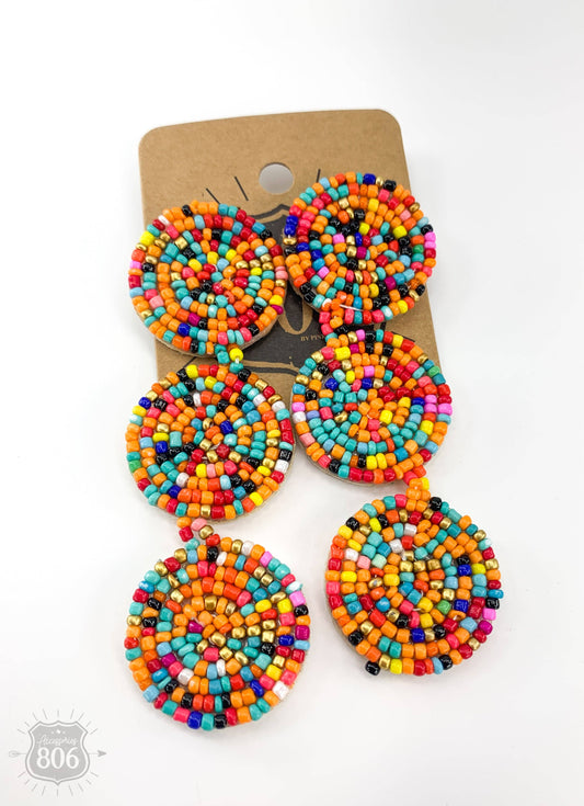 Triple circle seed bead earring