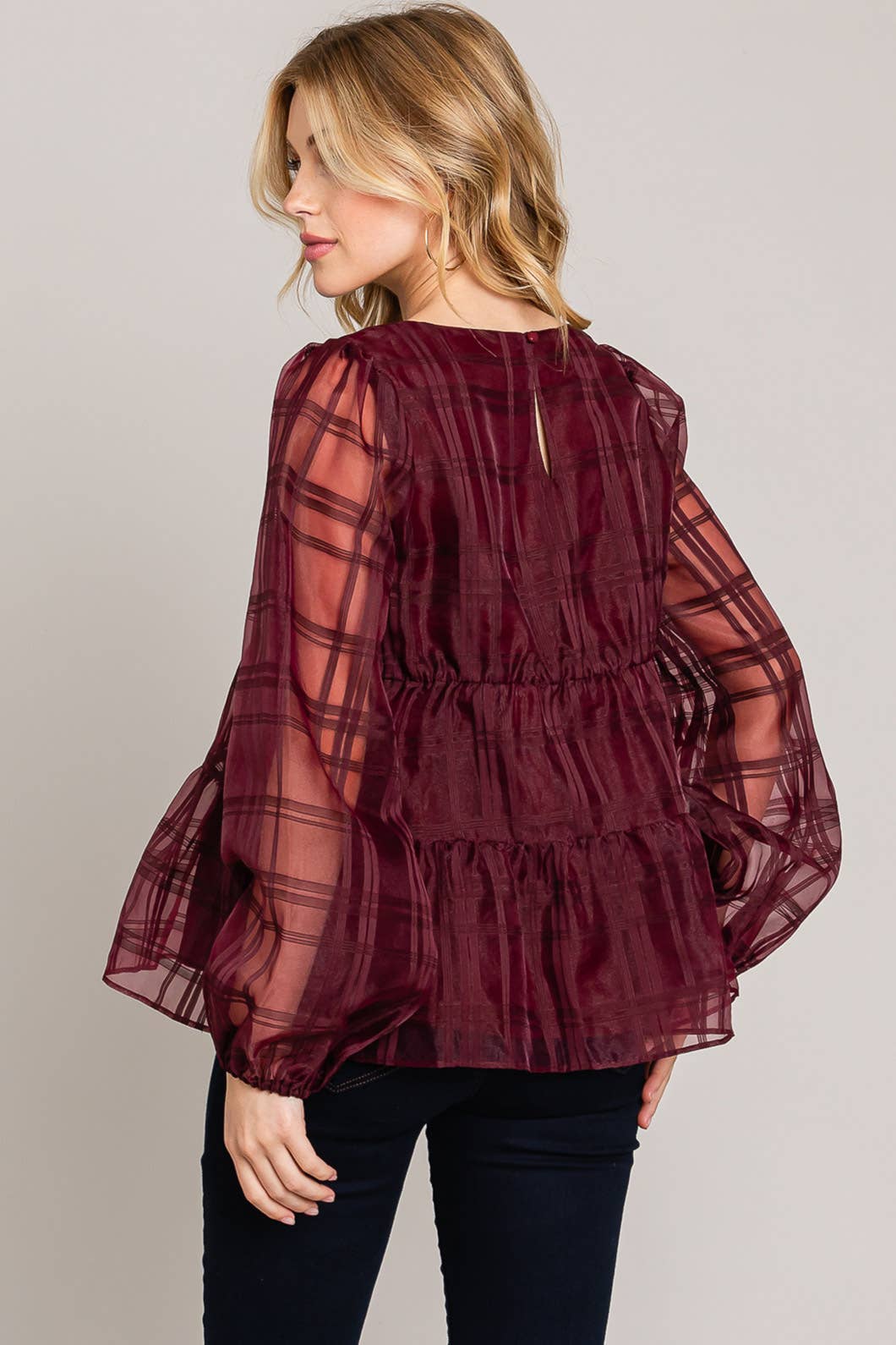 Plaid Organza Top