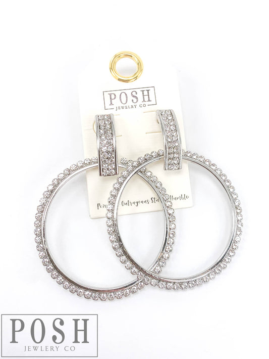 Pave Rhinestone Door Knocker Earring