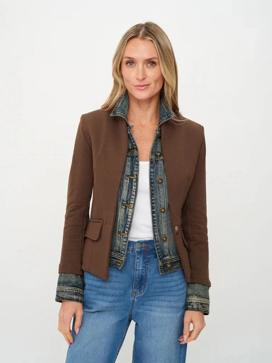 Clarissa Mixed Media Denim Blazer