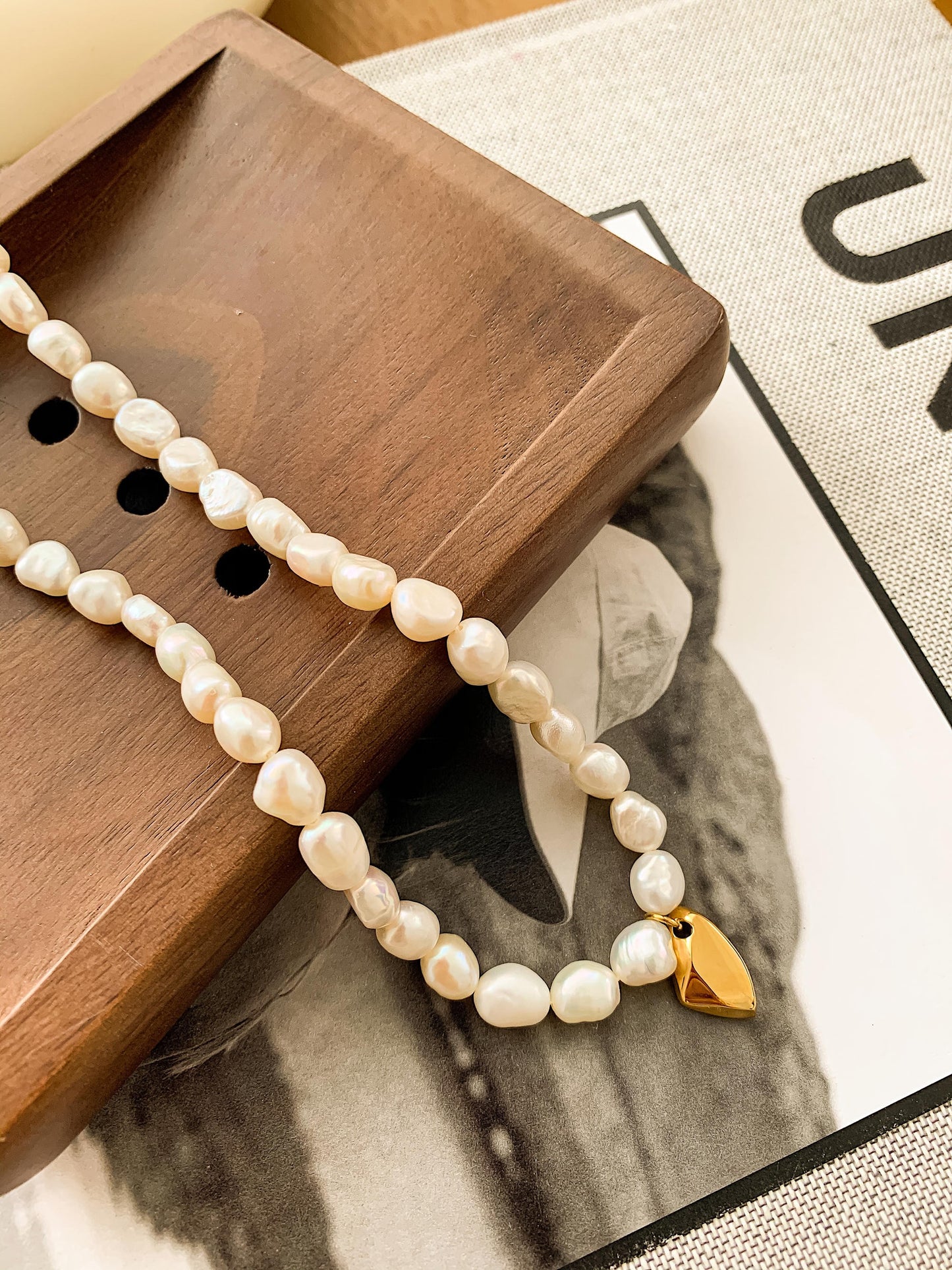 Claire Classic Pearl Necklace w Charm