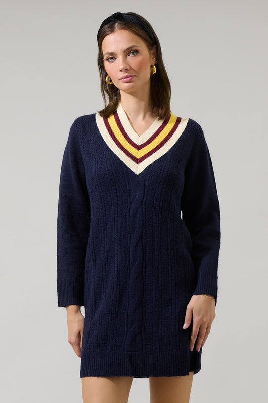 Corunna V-neck Mini Sweater Dress