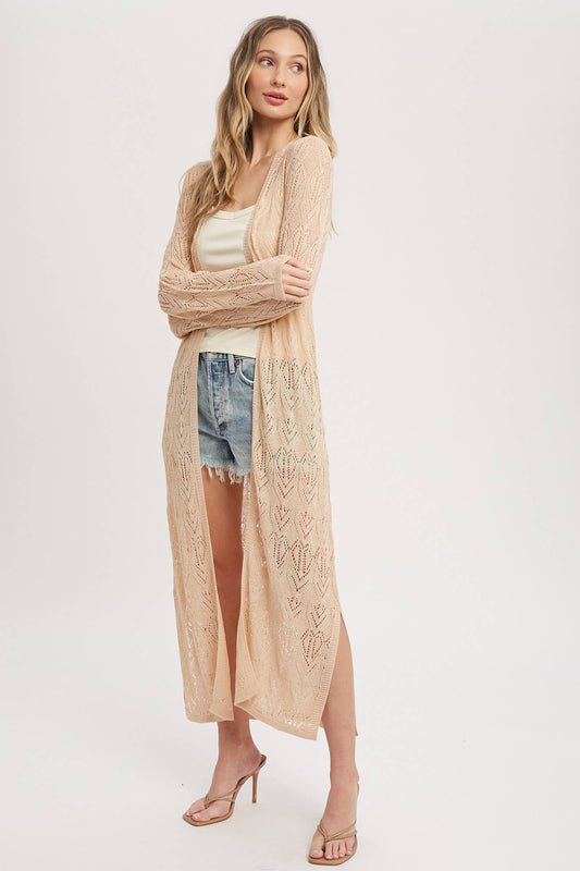 Pointelle Knit Maxi Duster