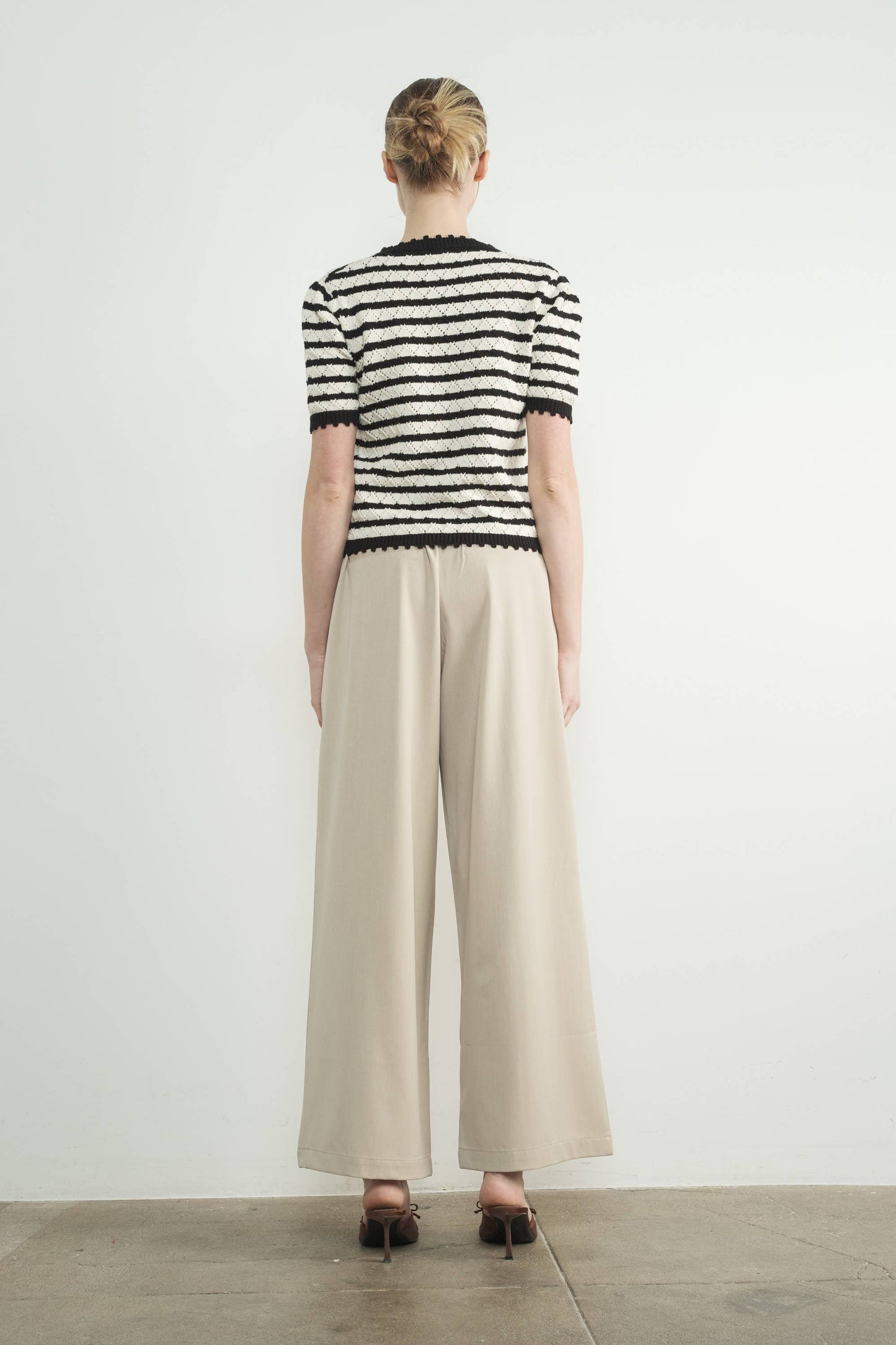Sindy Striped Puff Short Sleeve Sweater