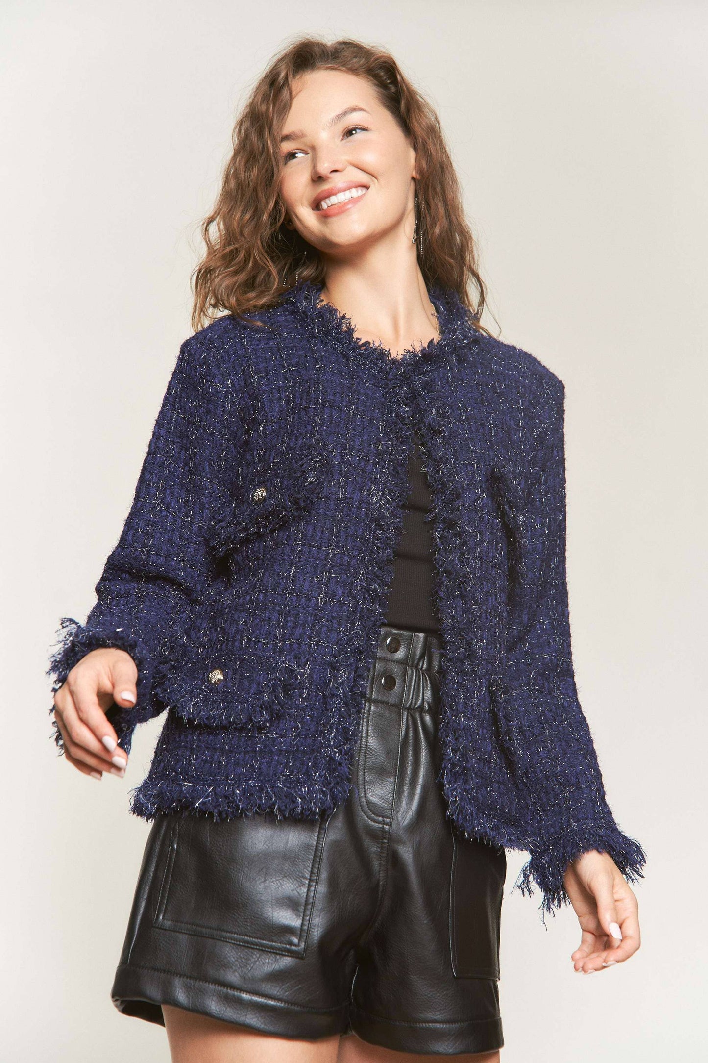 Lurex Tweed Sweater Blazer