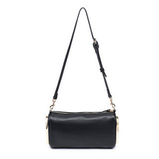 Luciana Black Gold-Trim Shoulder Bag