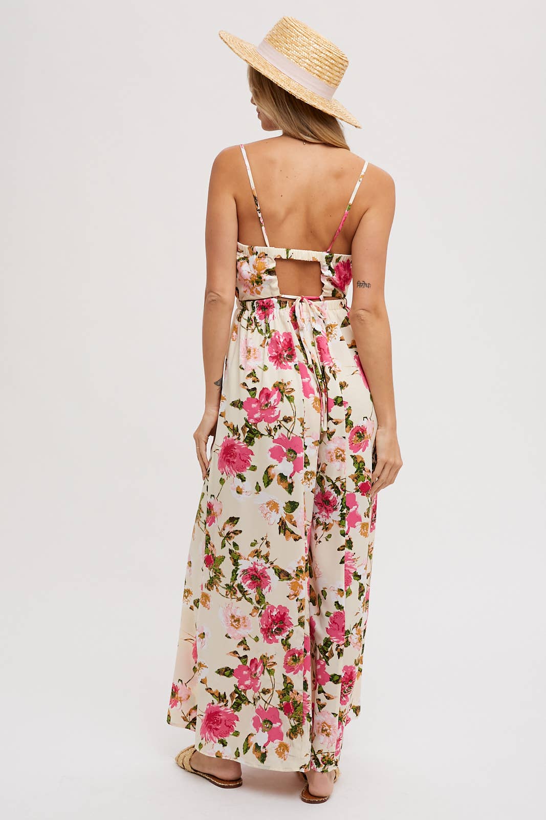 Open Back Floral Jumpsuit