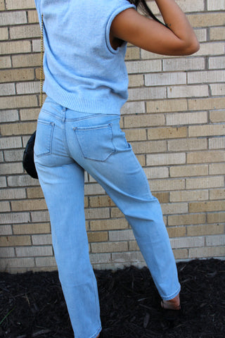 Taylor Starboard light wash straight leg denim back view
