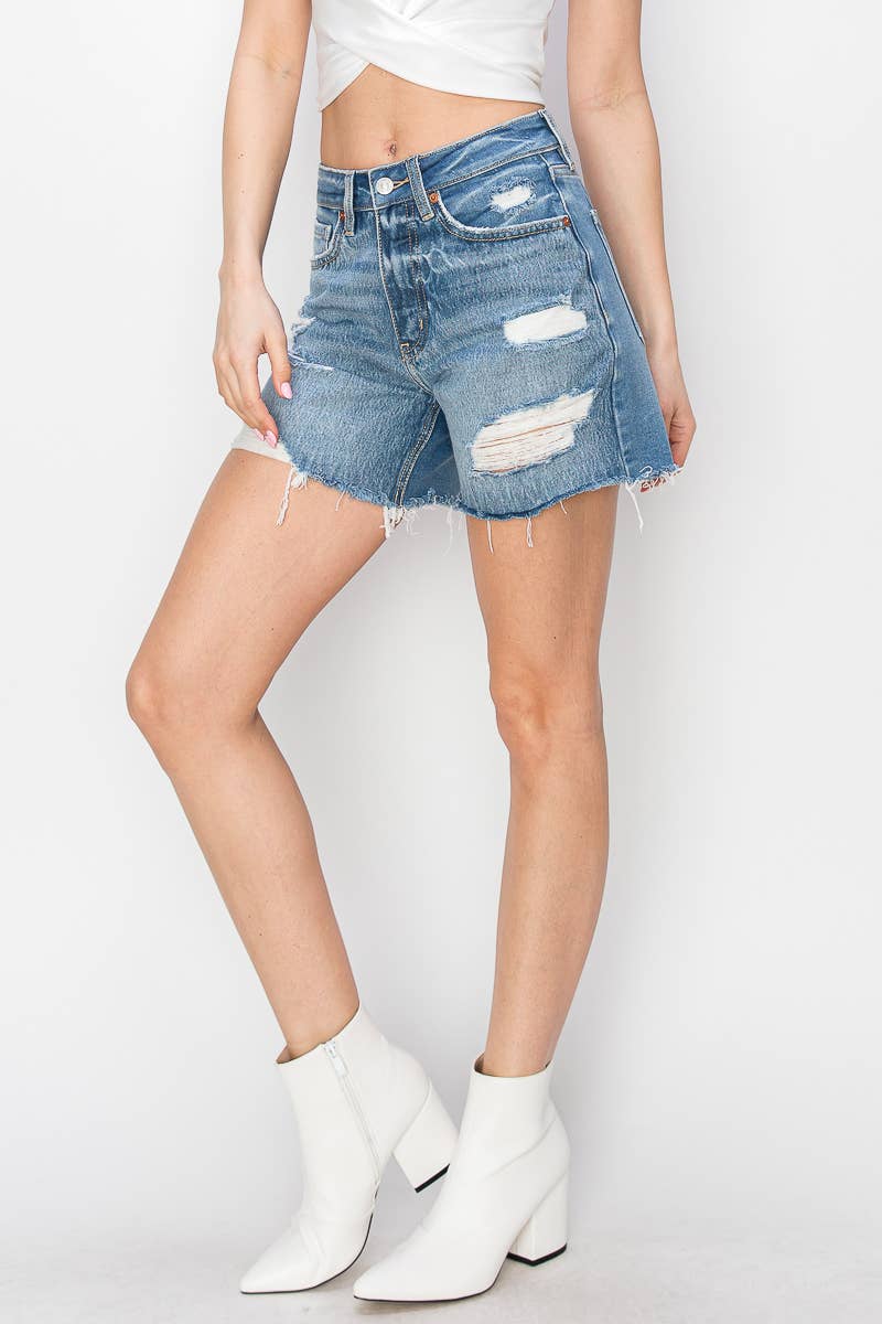 Jessica High Rise Denim Midi Shorts