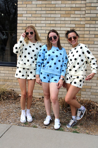 Dottie Crush polka dot crewneck sweatshirt for women