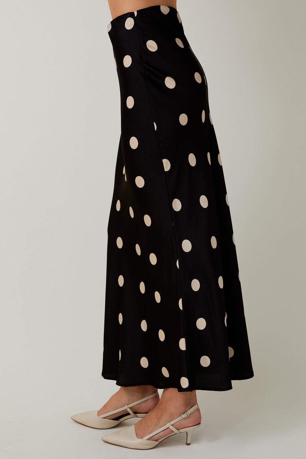 Dotty Satin Midi Skirt
