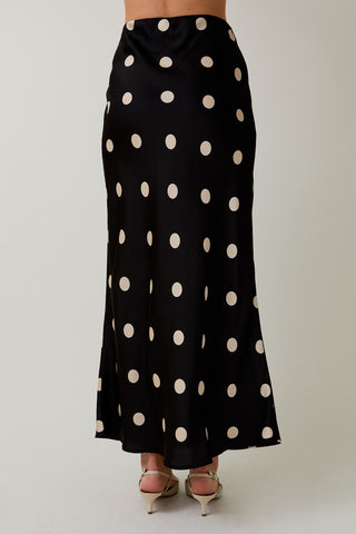 Dotty Satin Midi Skirt
