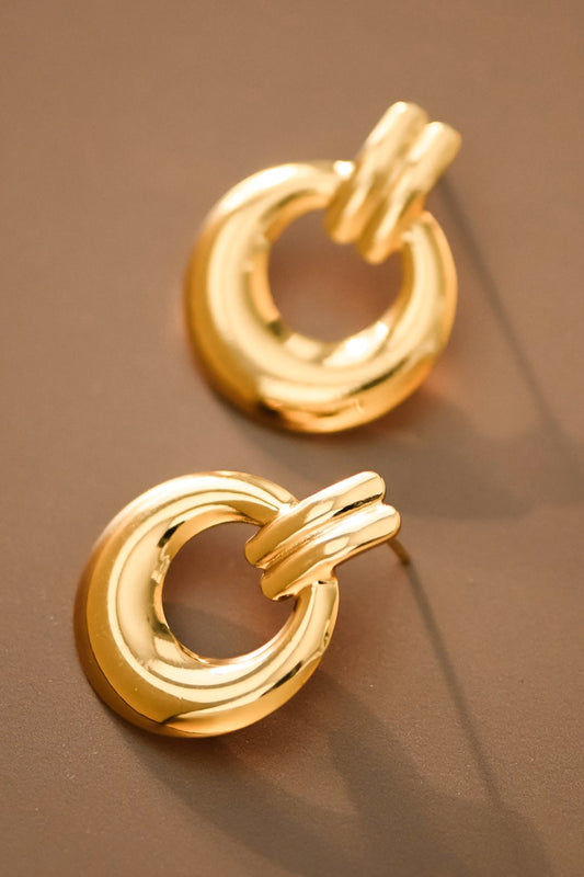 18K Waterproof Non-Tarnish Stainless Double Strap Steel Studs