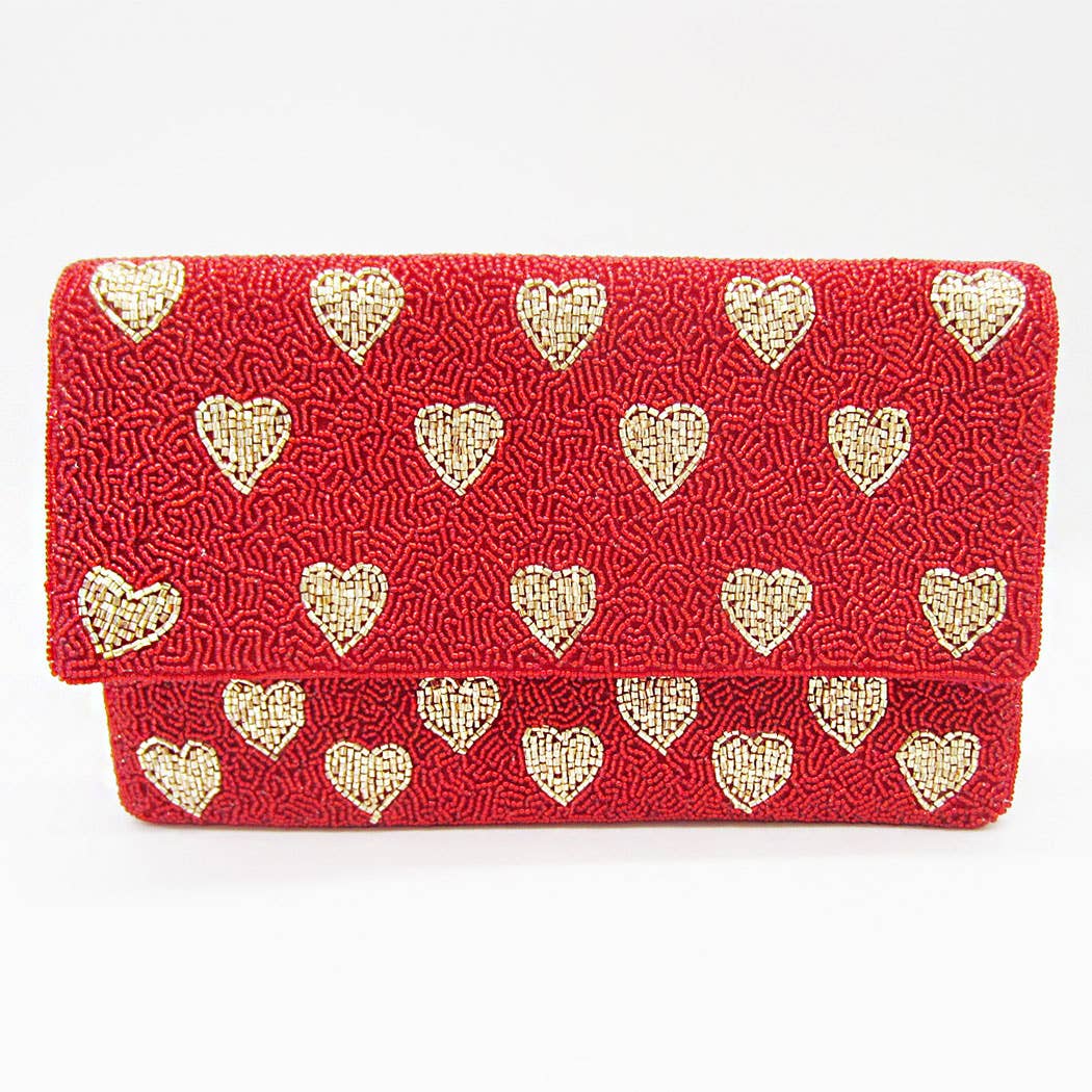 Hearts Clutch with Chain