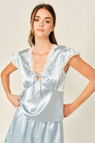 Sabrina Satin Lace Tie Top