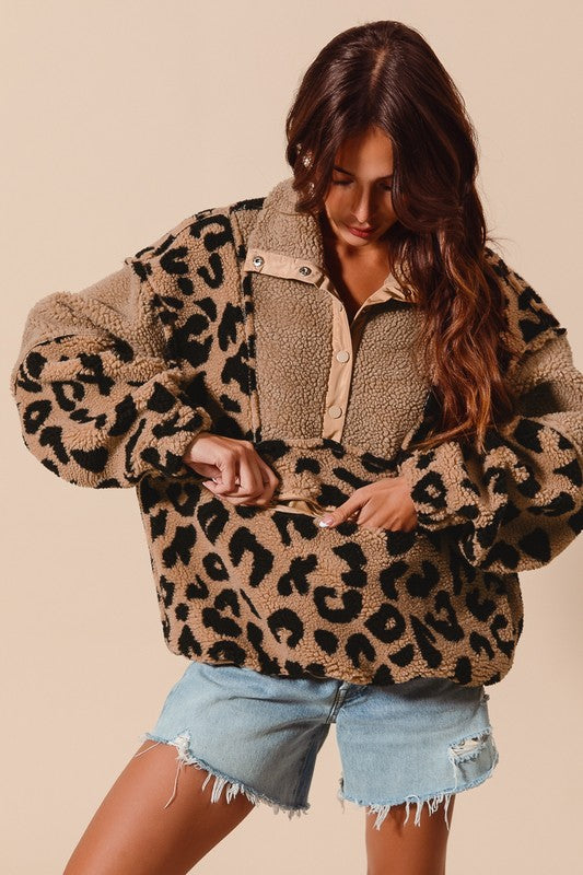 Leopard Fleece Pullover