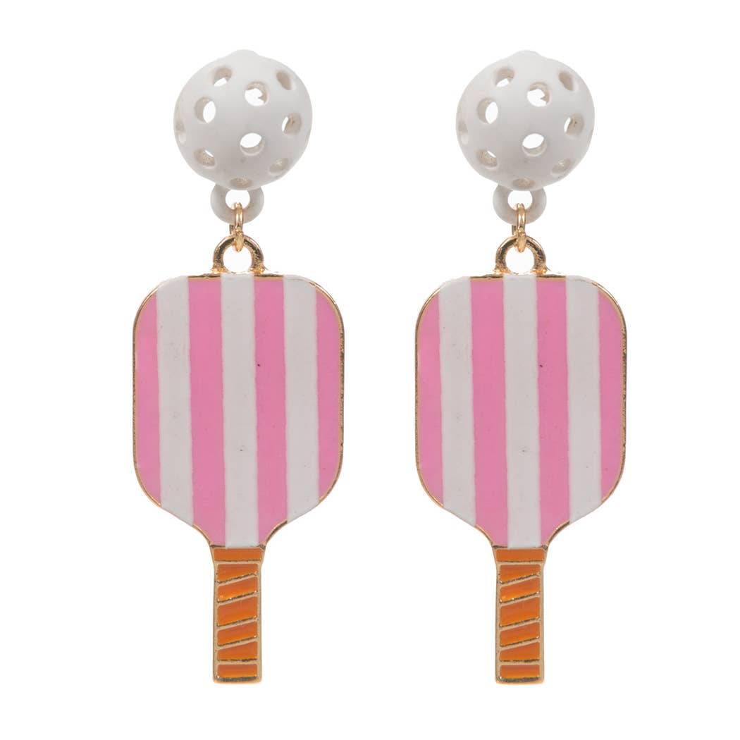 Striped Pickleball Earrings