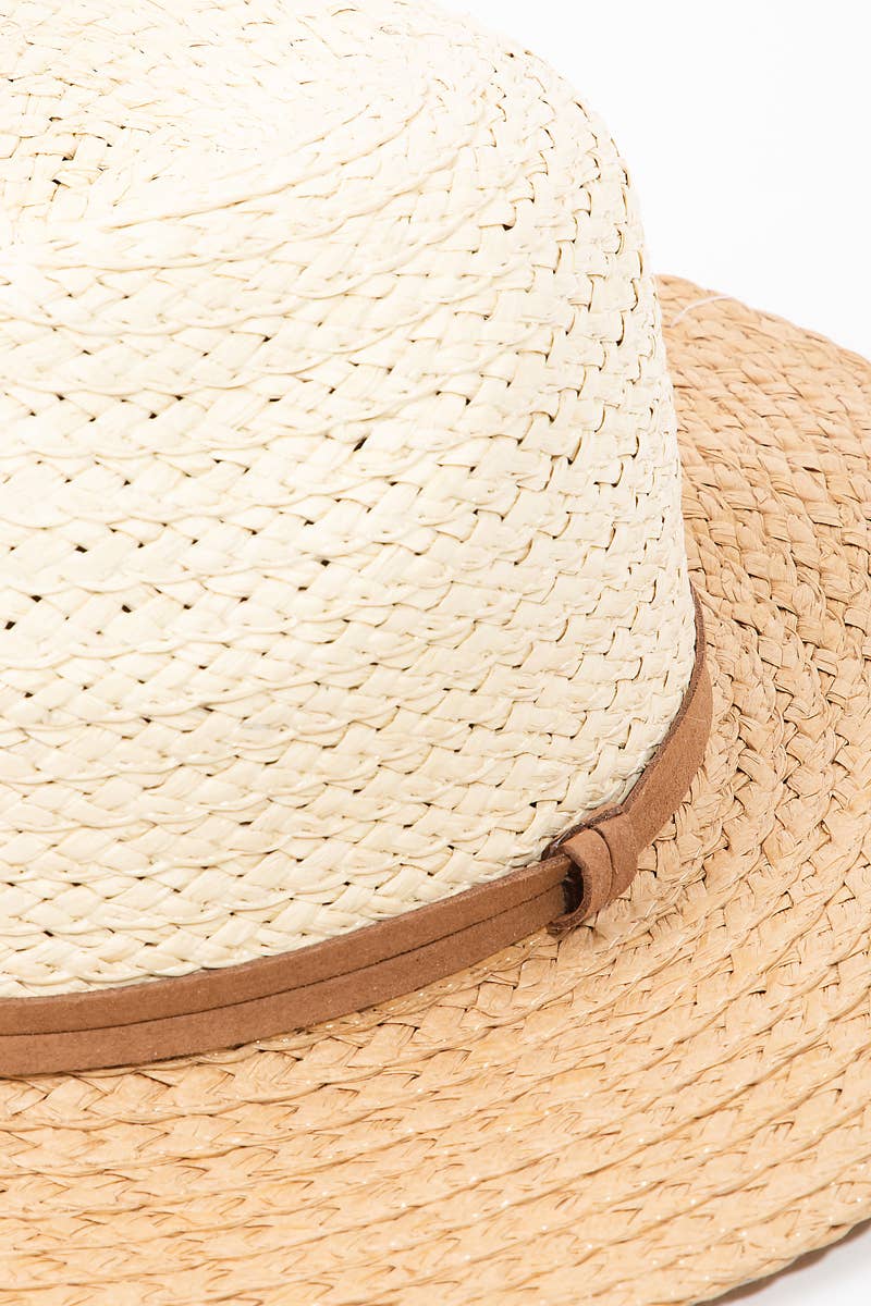 Two Tone Straw Braided Sun Hat