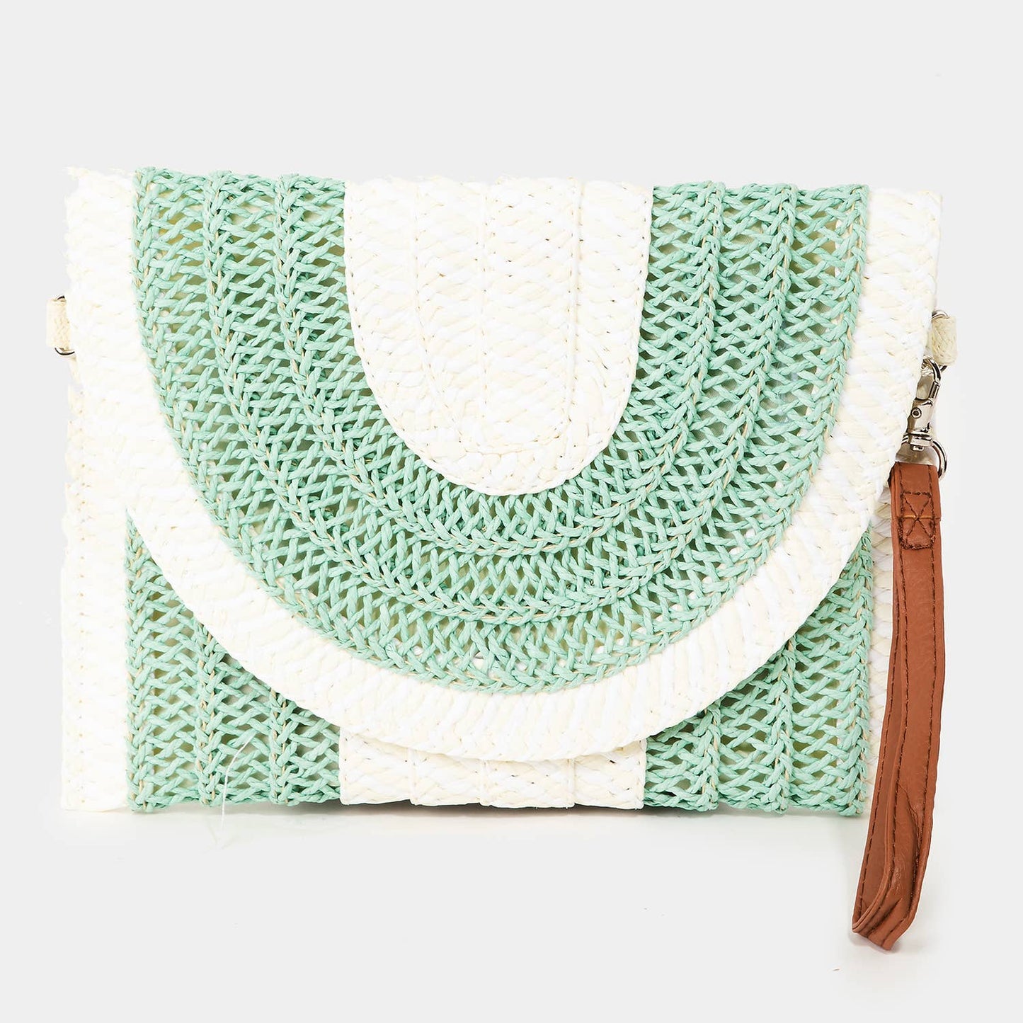 Mixed Striped Straw Clutch Bag