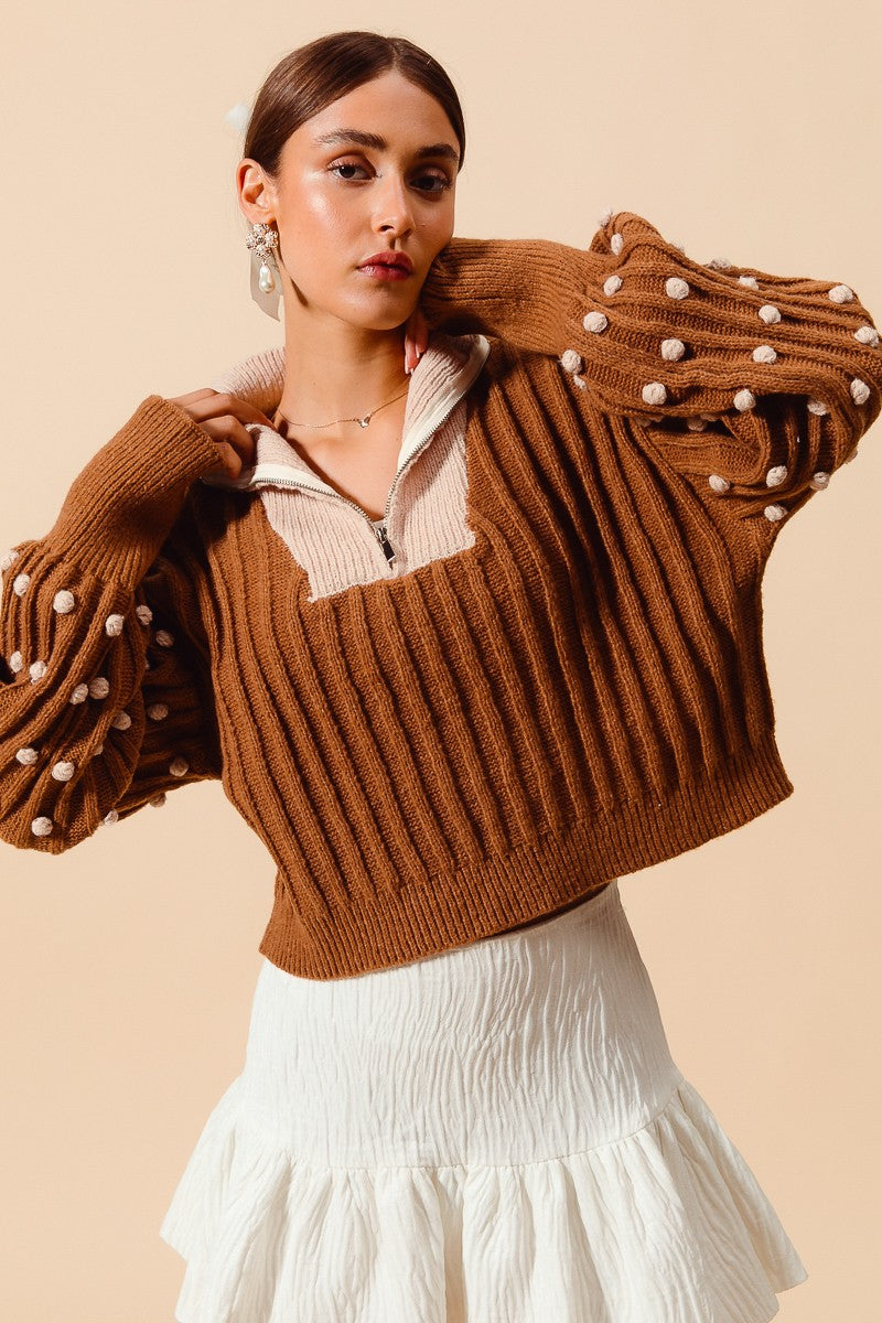 Puff Dot Sleeve Sweater