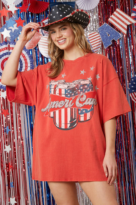 Ameri-Can Acid Washed Cotton Tee Dress