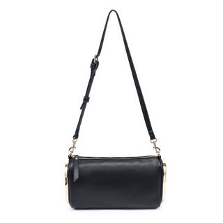 Luciana Black Gold-Trim Shoulder Bag
