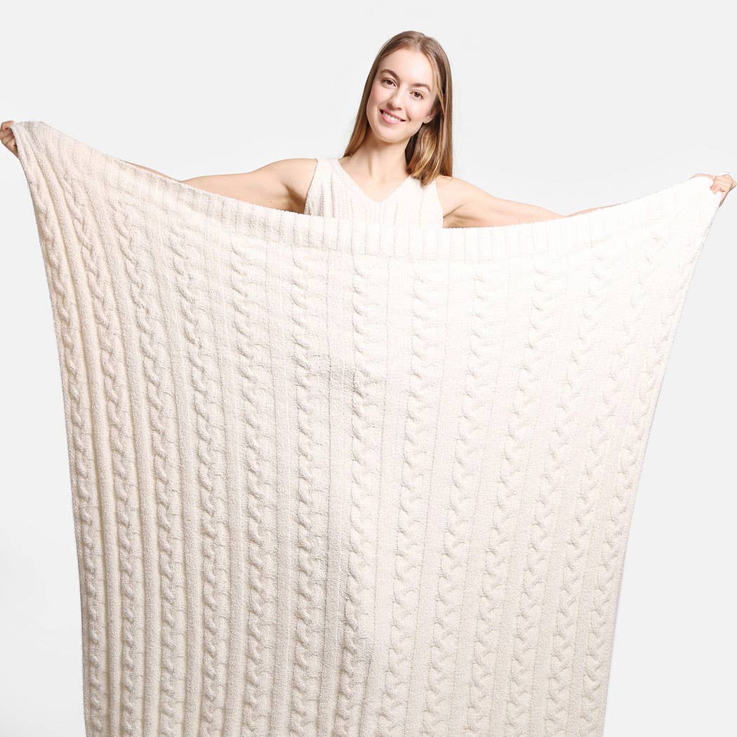 Braided Cable Knit Luxury Soft Throw Blanket