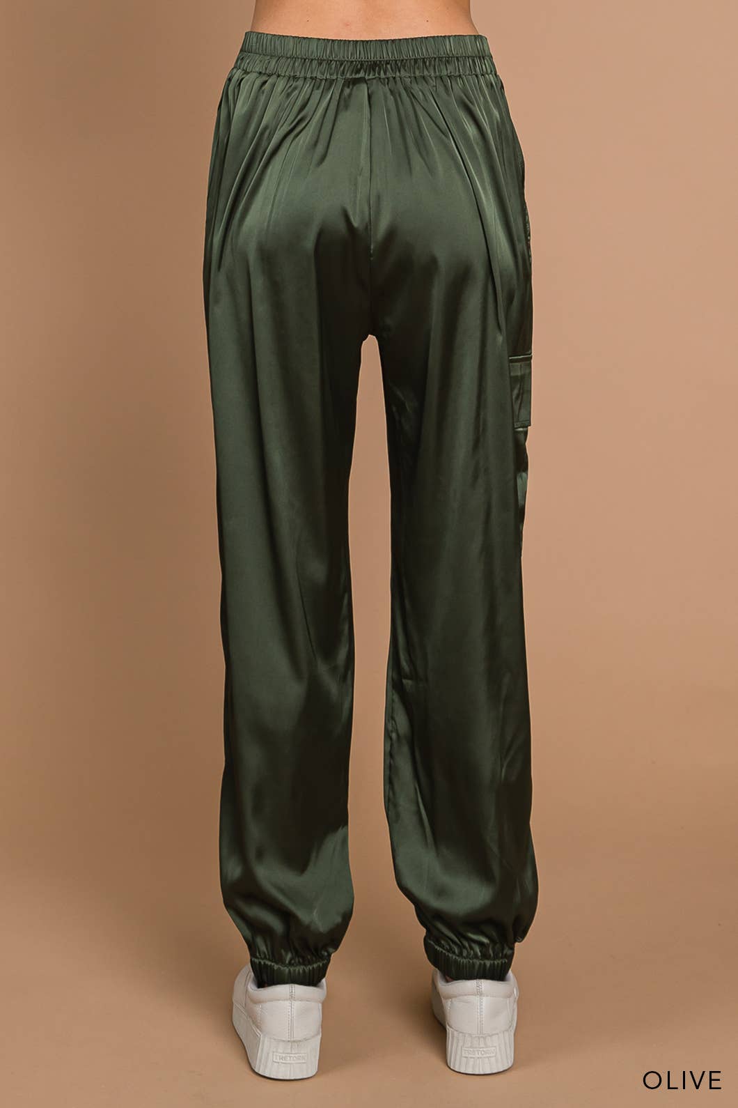 Stretched Satin Cargo Pants