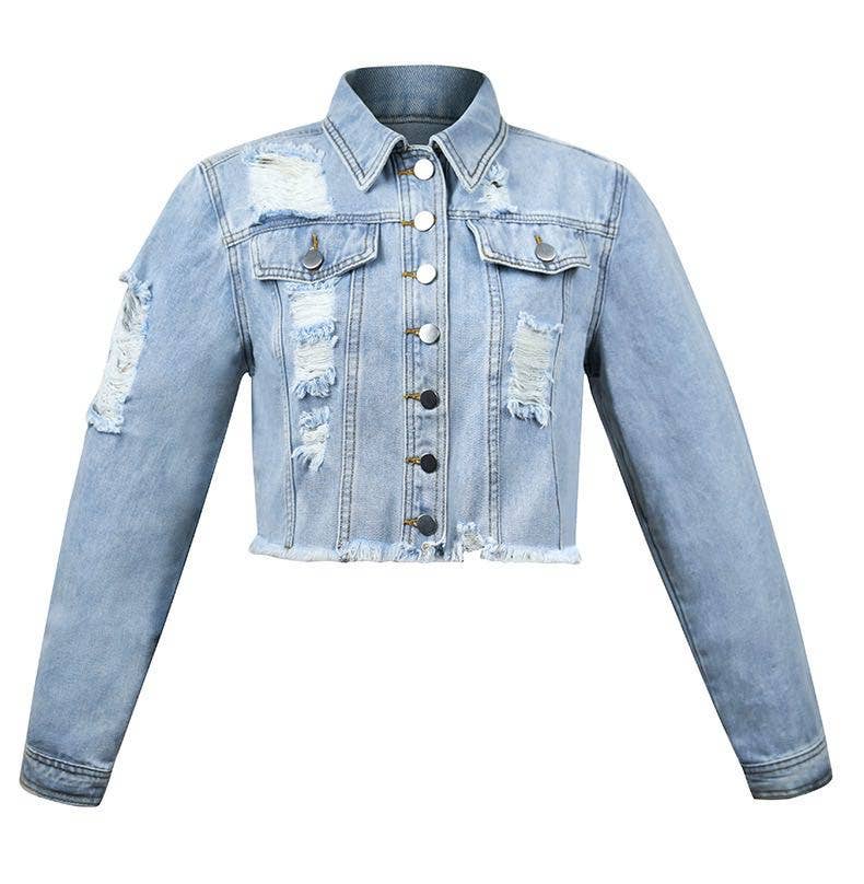 Front of Cropped Denim Jacket