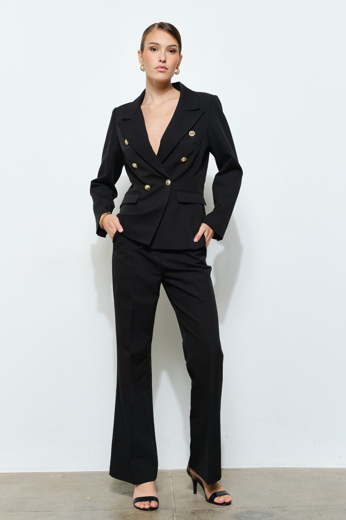 Finny Gold Button Tailored Blazer