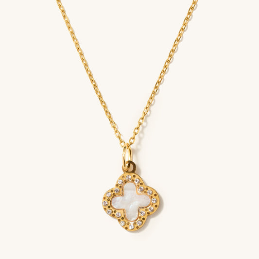 White Crystal Flora Adjustable Necklace