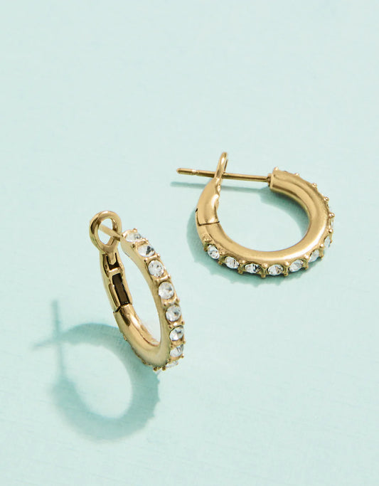 Classic Gem Hoop Earrings Crystal