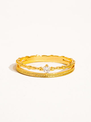 18K Gold CZ Thin Layered Ring