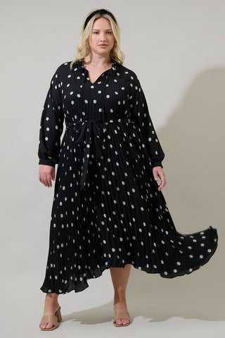 Kaline Polka Dot A-line Midi Dress