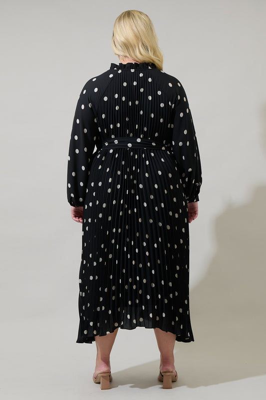 Kaline Polka Dot A-line Midi Dress