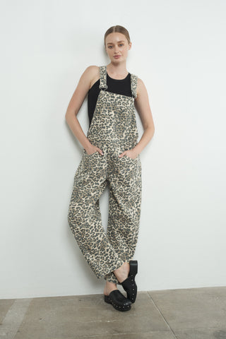 Leopard Slouchy Relax Fit Denim Overall