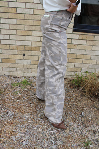 Neutral camouflage straight leg jeans available at Erin Rose Boutique