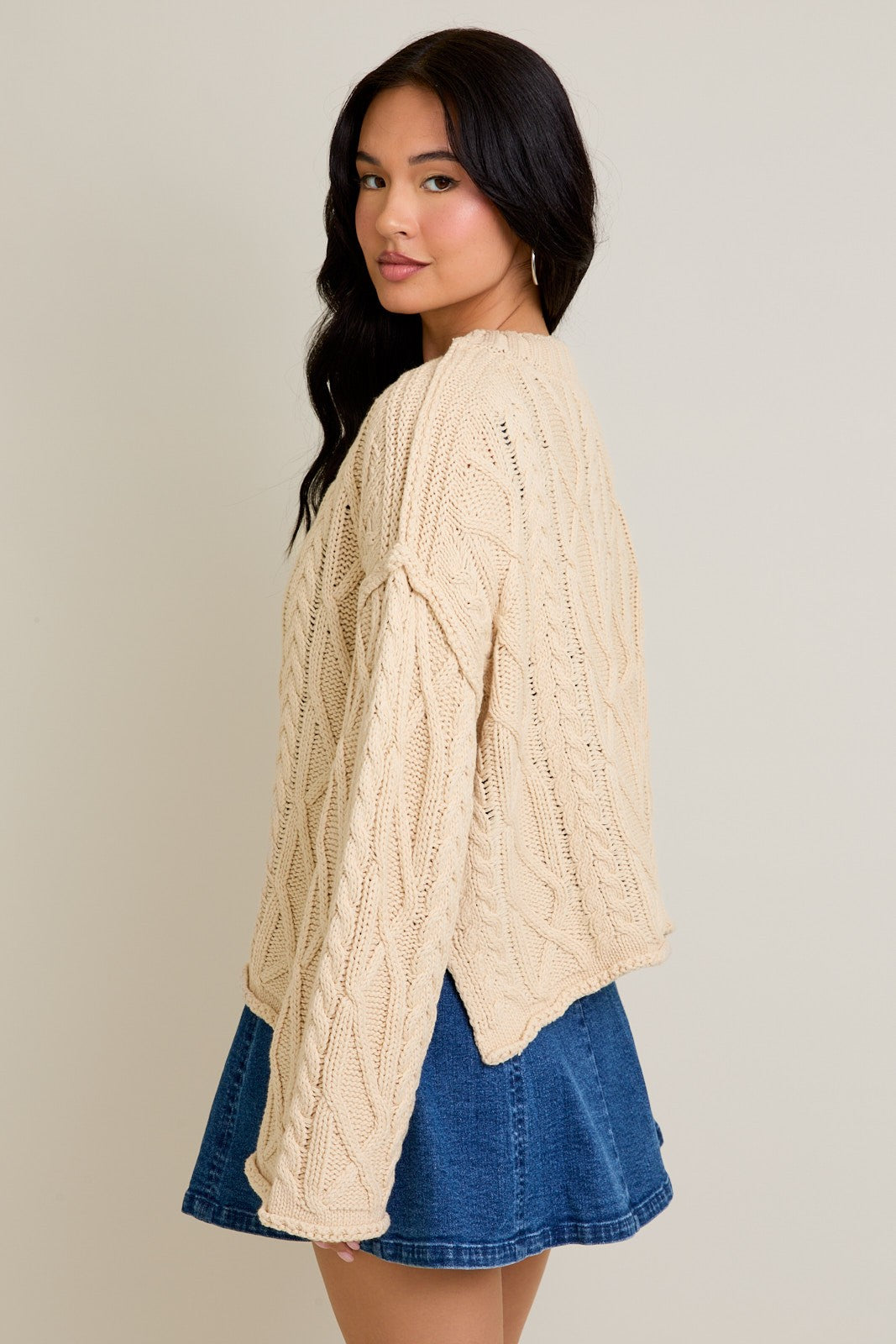 Misha Oversized Cable Knit Sweater