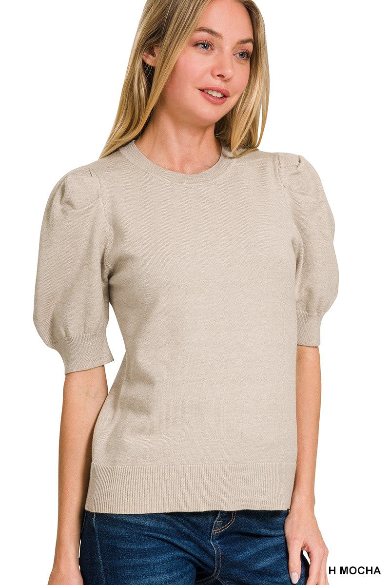 Viscose Puff Short Sleeve Sweater