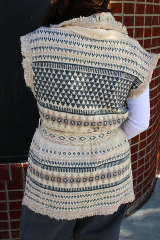 Women's neutral patterned sweater vest for fall