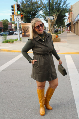 Olive green mini dress from Erin Rose Boutique