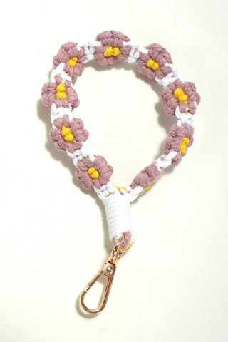 Handmade Daisy Flower Wristlet Keychain Bag Charm
