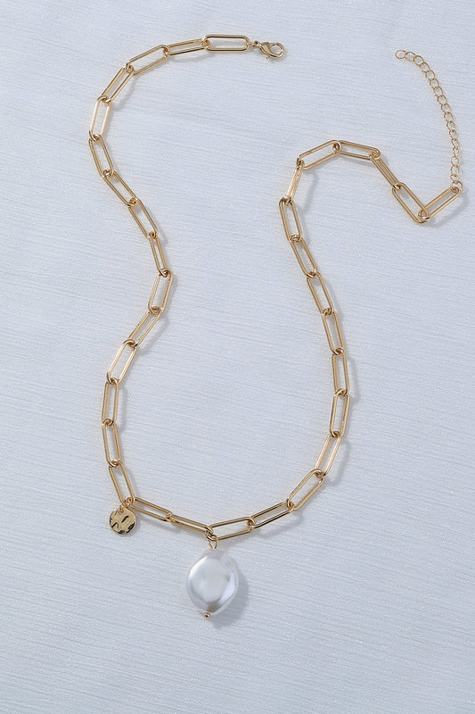Pearl Pendant Cable Chain Necklace