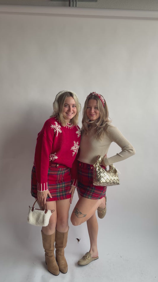 Gloria Checkered Plaid Holiday Skort