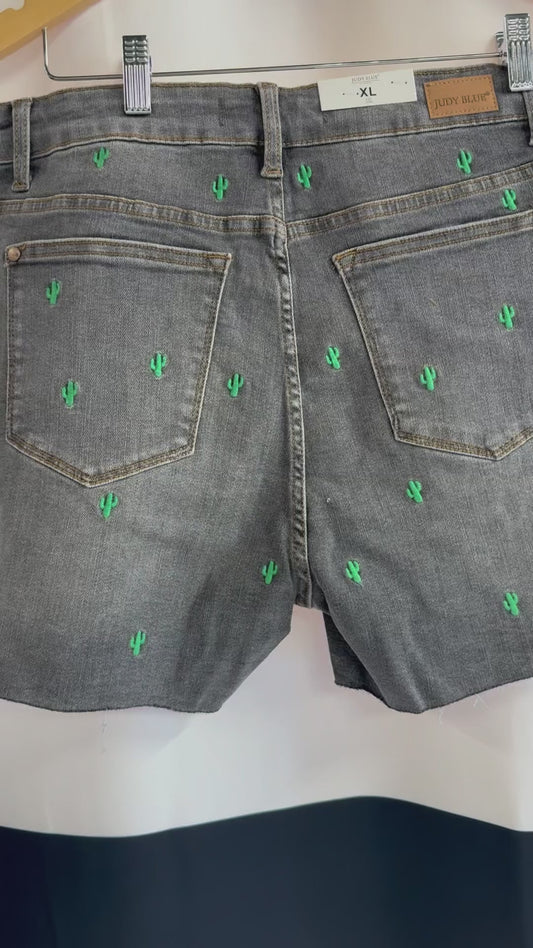 Judy Blue Hi-Waist Cactus Denim Shorts