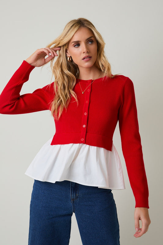 Teddy Mix Peplum Top