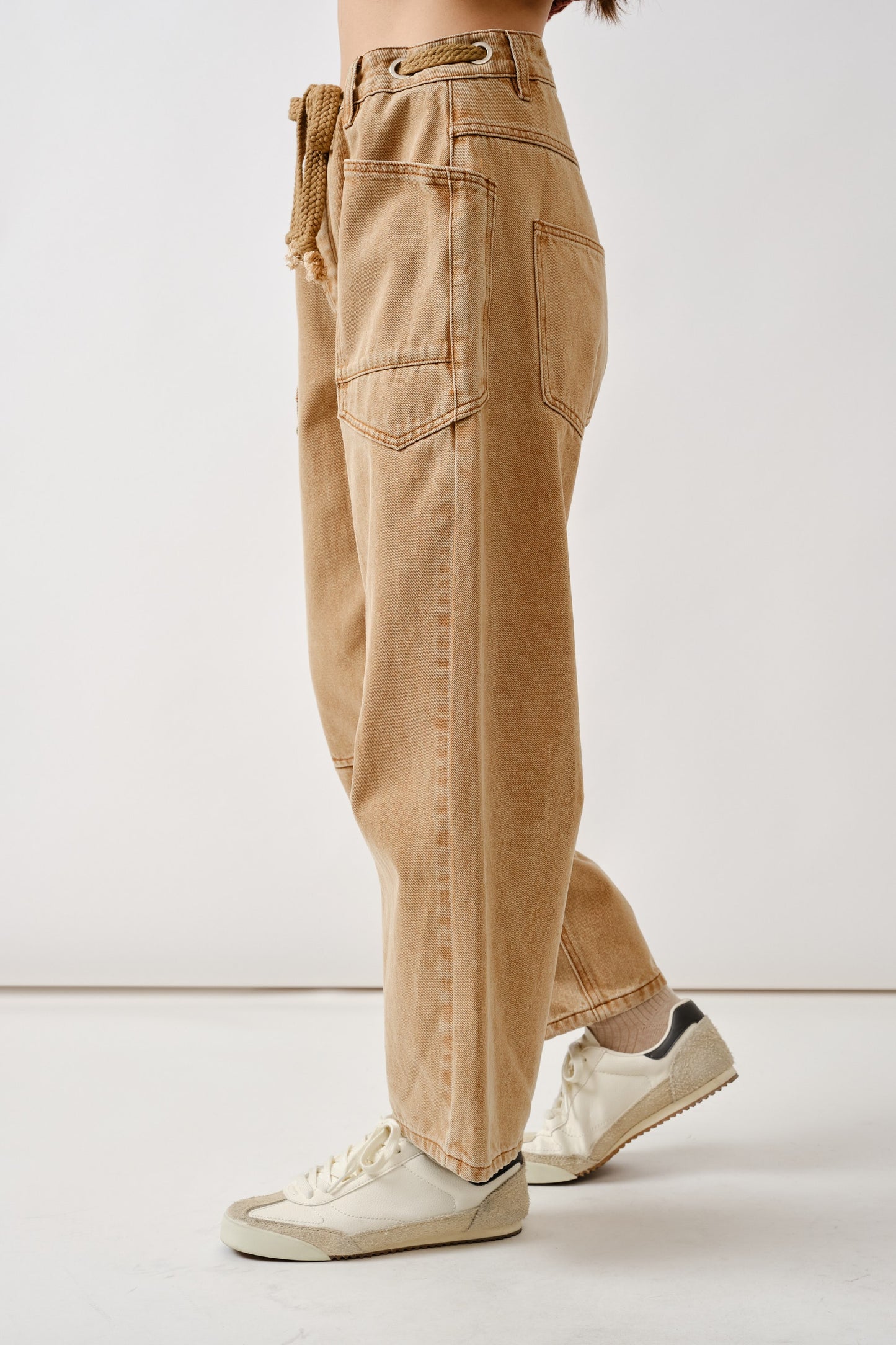 Baker Barrel Denim Pants With Eyelet Waist